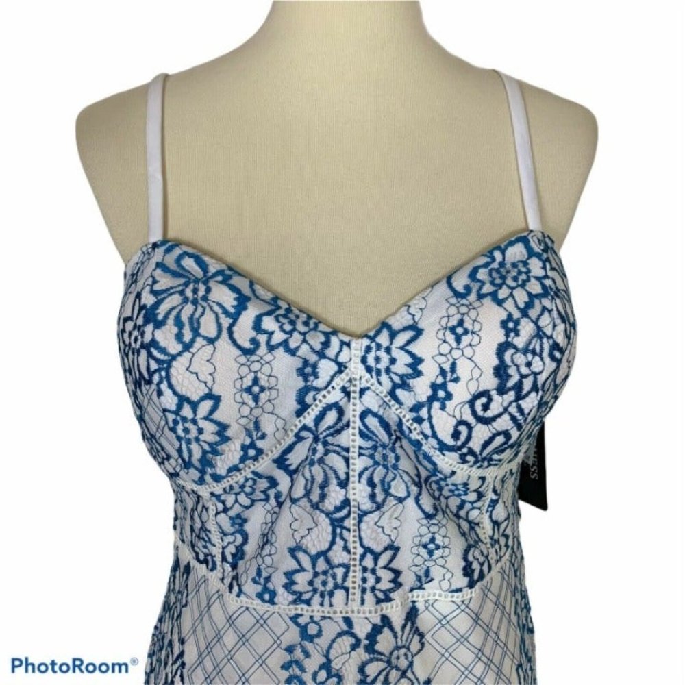 Guess White Blue Lace Dress Women’s 12 - Picture 4 of 8